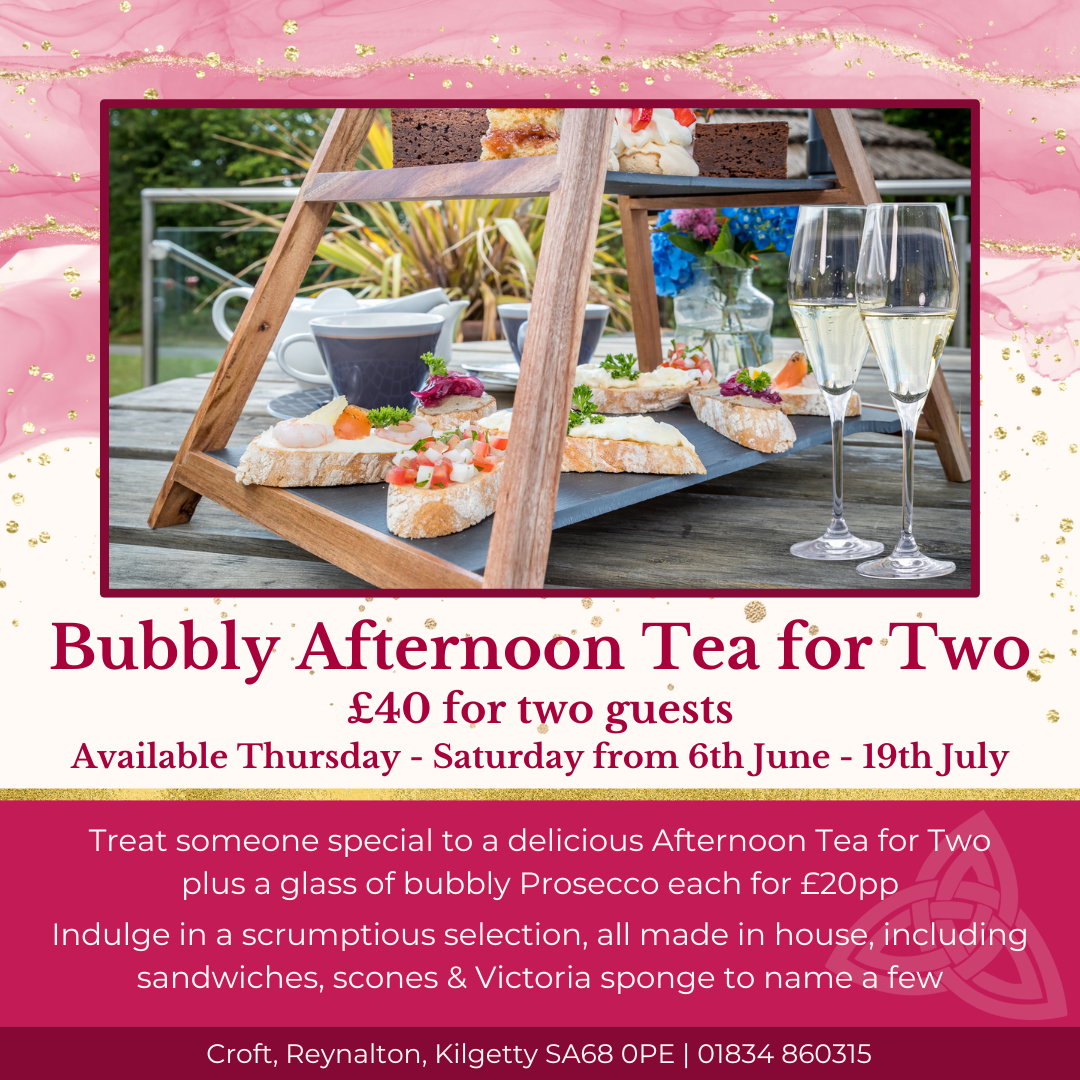 Bubbly Afternoon Tea for Two at Croft from 6th June to 19th July