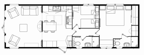 Regal Cranleigh Lodge 44x14 2 Bed Floor Plan
