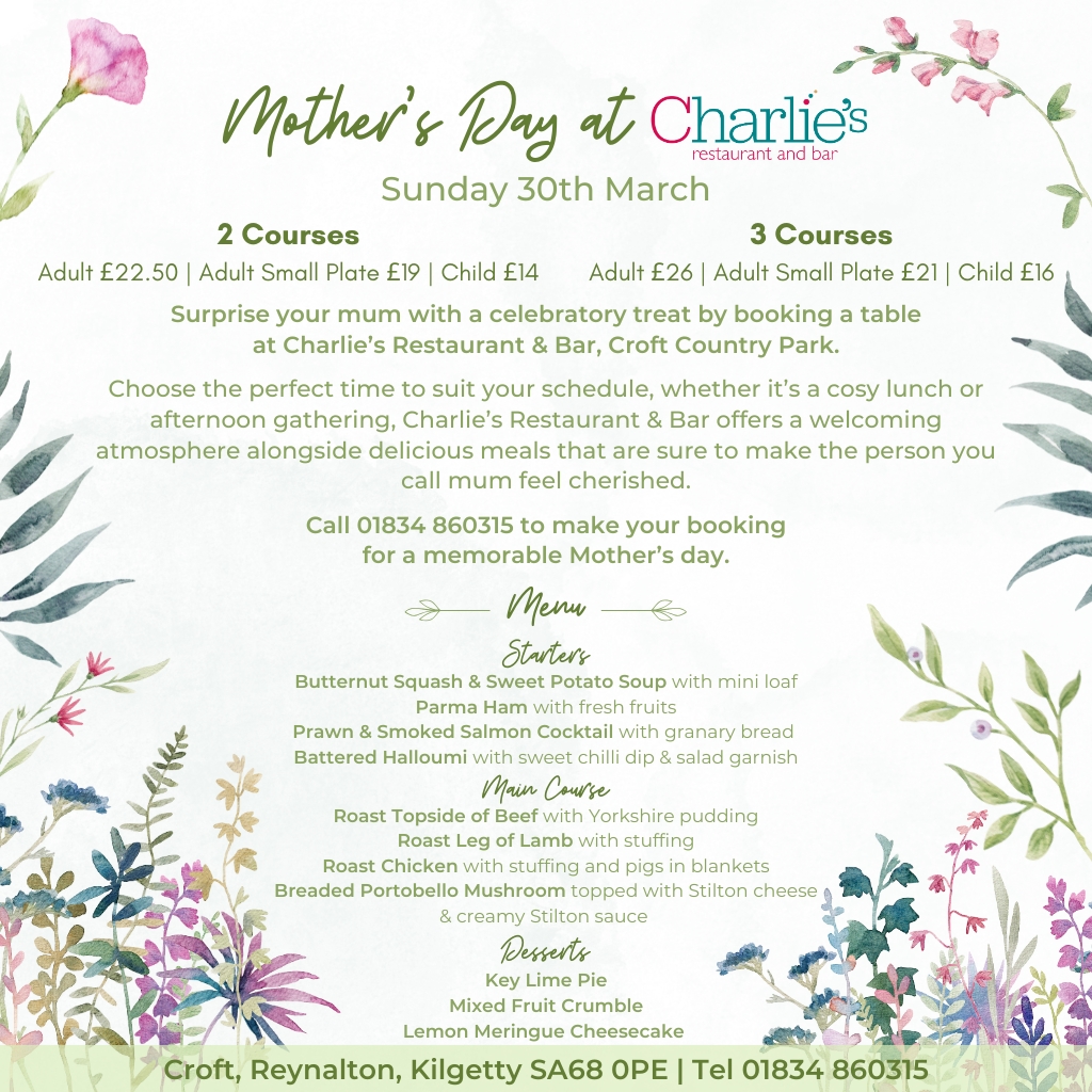 Mother's Day at Charlie's Restaurant & Bar Sunday 30th March