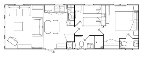 Regal Retreat 36x12 2 Bed Floor Plan