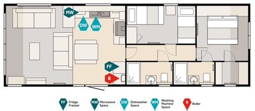 Victory Riverwood Lodge 40x13 2 Bed Floor Plan