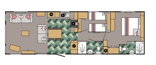 Carnaby Silverdale 39x12 2 Bed Floor Plan